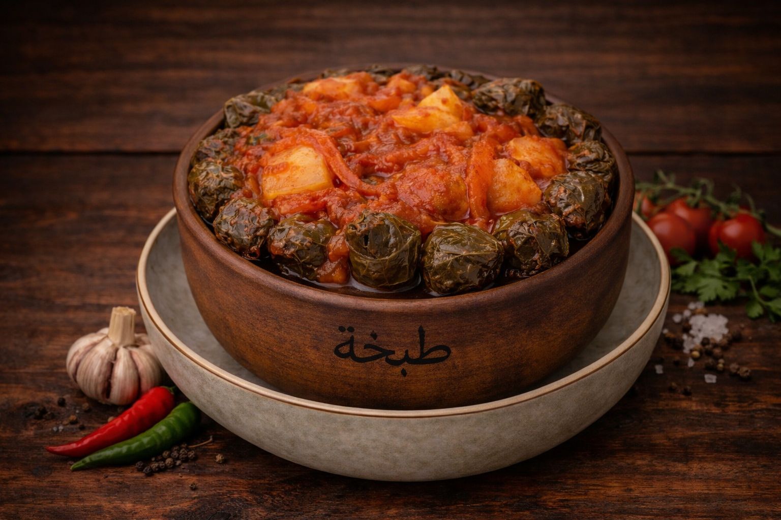 طاجن ورق عنب بالكوارع
