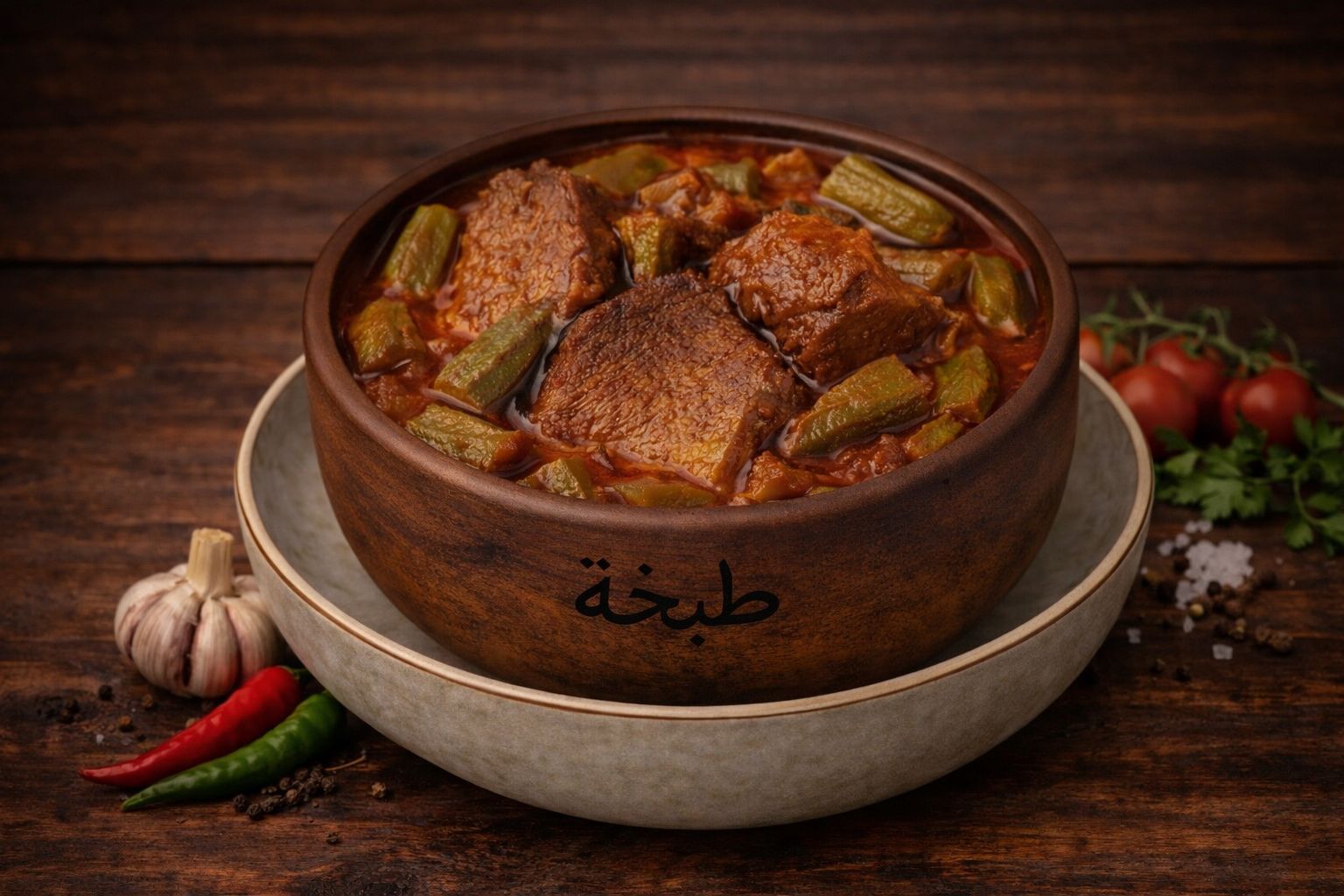 طاجن بامية باللحمة