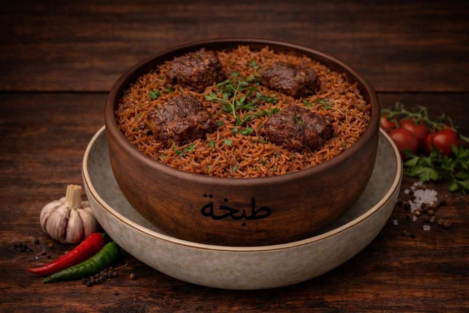 طاجن شعرية باللحمة